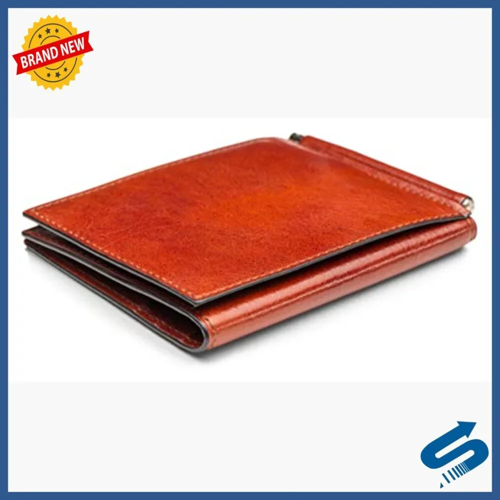 Leather Money Clip Wallet with Card Case Pocket for Men